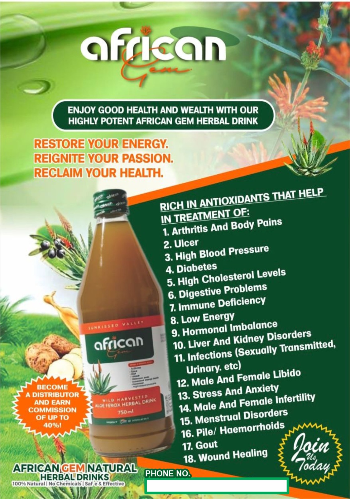 AFRICAN GEM HERBAL DRINK 100% Natural | No Chemicals | Safe & Effective*